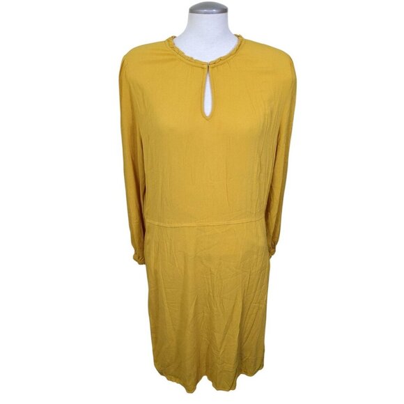 Old Navy Ruffle Trim Dress Womens L Sunflower Gold Yellow Elastic Waist Lined - Picture 2 of 8